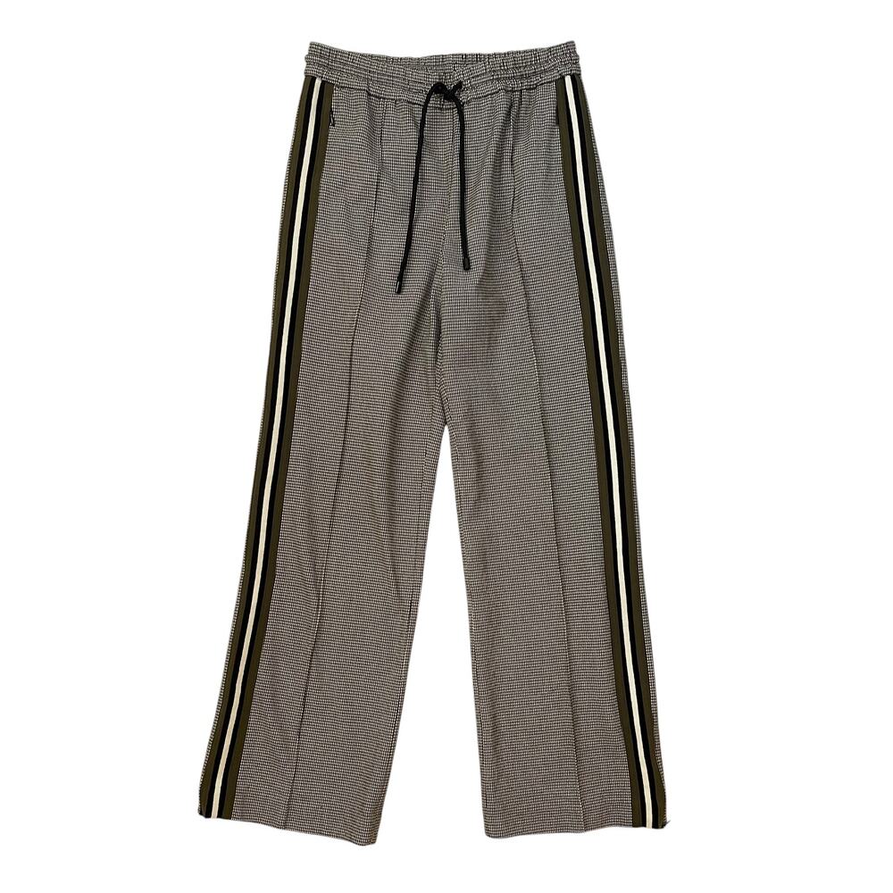 **RARE** ME+EM Houndstooth Side Stripe Wide-Leg Trousers - Olive Stripe - Size 4